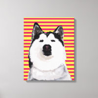 Husky Dog Stripes  Single Wall Art