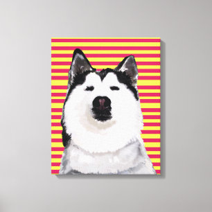 Husky Dog Stripes  Single Wall Art