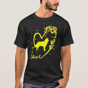 Husky Dog Sunflower Heart T-Shirt