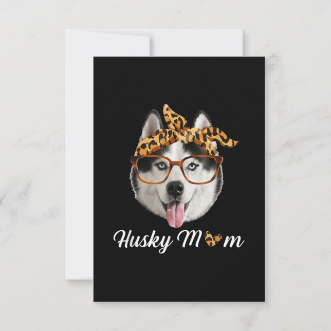 Husky Dog Wearing Headband | Dog Day Gift RSVP Card (Front)