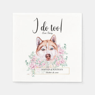 Husky Dog Wedding Cocktail Napkins