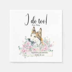 Husky Dog Wedding Cocktail Napkins