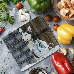 Husky Dog White Dragon Adventure Cutting Board