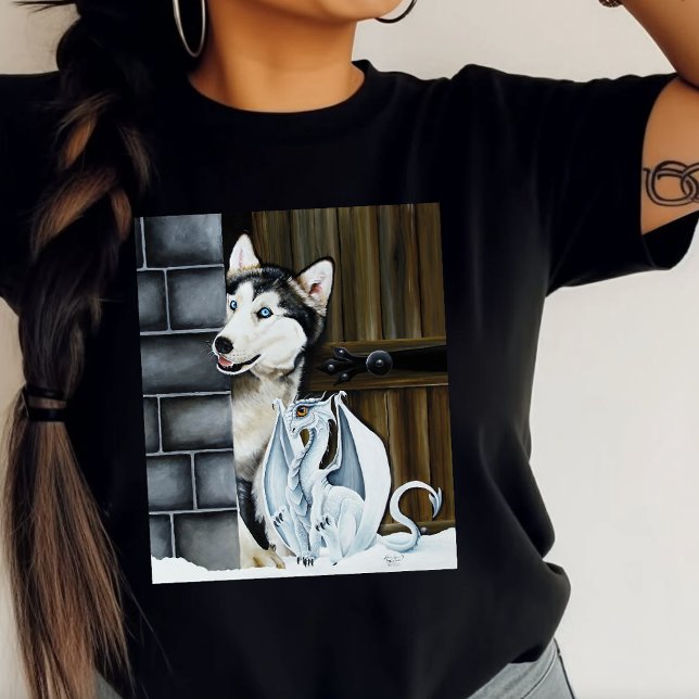 Husky Dog White Dragon Adventure T-Shirt (Creator Uploaded)