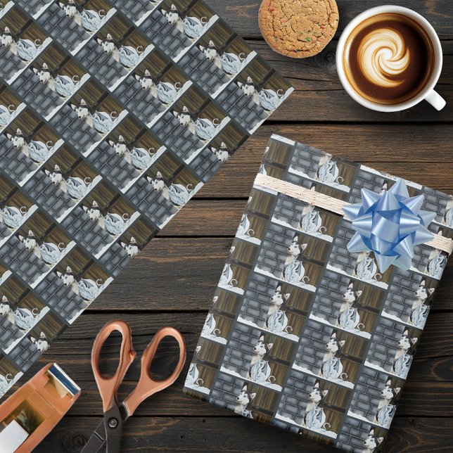 Husky Dog White Dragon Adventure Wrapping Paper (Creator Uploaded)