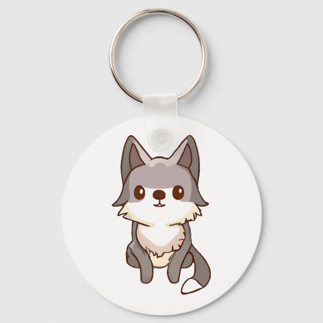 Husky Dog Wolfhound Key Ring (Front)