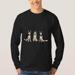 Husky Dogs On Blue T-Shirt