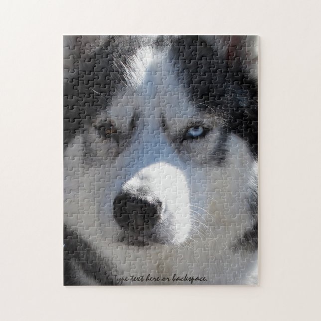 Husky Eyes Puzzle Personalised Sled Dog Puzzles (Vertical)