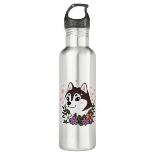 Husky Flowers Dog Lover Malamute 710 Ml Water Bottle