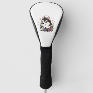Husky Flowers Dog Lover Malamute Golf Head Cover