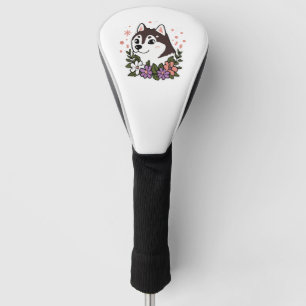 Husky Flowers Dog Lover Malamute Golf Head Cover
