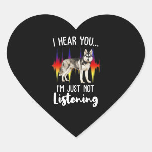 Husky Gift   Fun Siberian Husky Hear You Heart Sticker
