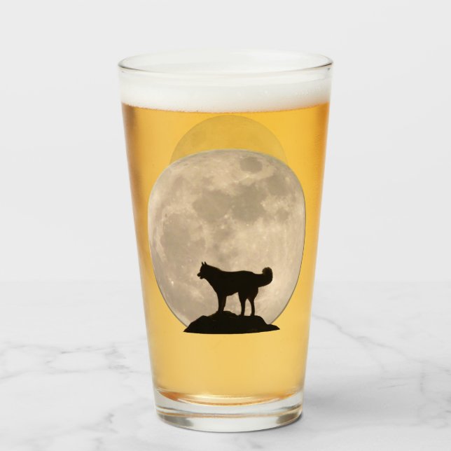 Husky Glasses Husky Wolf Moon Glass Personalised (Front Filled)