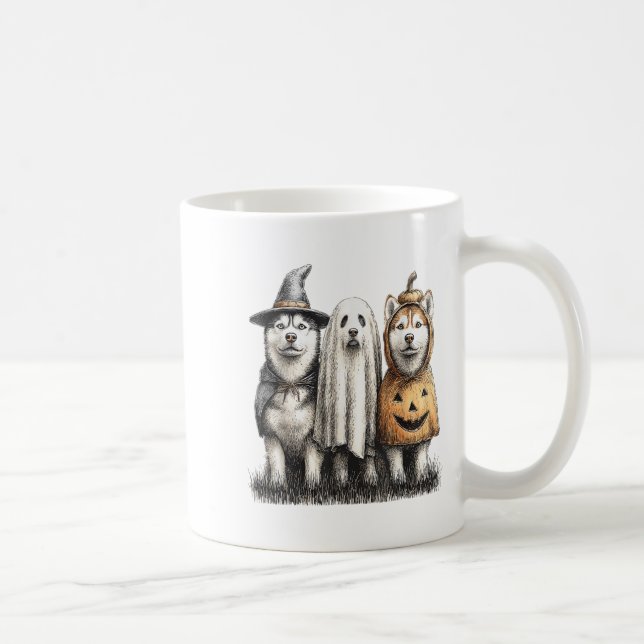 Husky Halloween Ghost Pumpkin  Coffee Mug (Right)