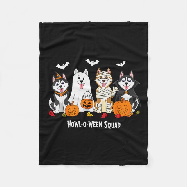 Husky Halloween Howl O Ween Squad  Fleece Blanket (Front)