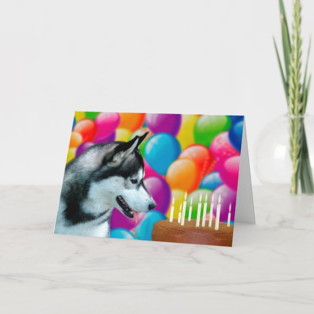 Husky Happy Birthday Card (Front)