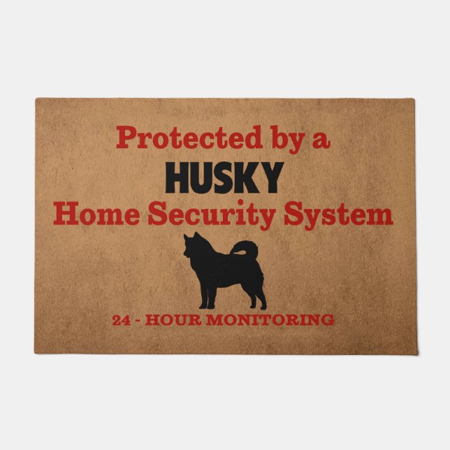Husky Home Security 24 Hour Monitoring Dog Lovers Doormat (Front)