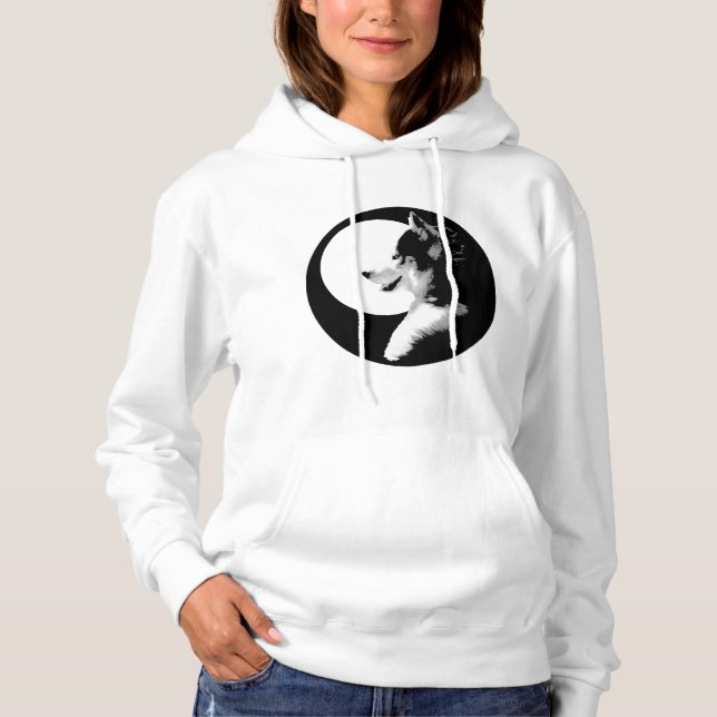 Husky Hoodie Shirt Hooded Sweatshirt Sled Dog Top (Front)