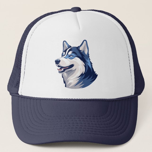 Husky Howlers Husky Dog Power Logo Art Trucker Hat (Front)