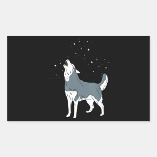 Husky Howling Siberian Husky Puppies Dog Lover Rectangular Sticker