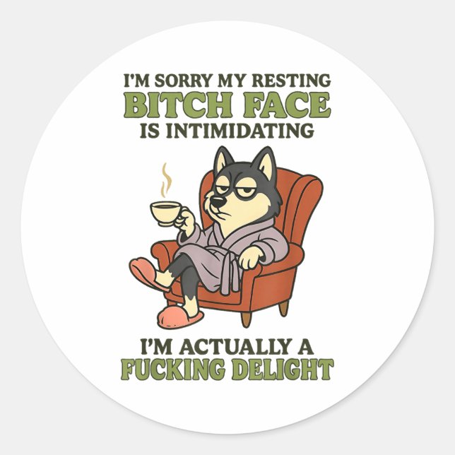 Husky I'm Sorry My Resting Face Is Intimidating  Classic Round Sticker (Front)