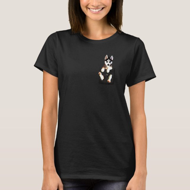 Husky In Pocket T-Shirt (Front)