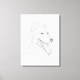 Husky Ink Wall Art – Minimalist Dog Line Drawing