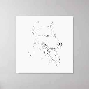 Husky Ink Wall Art – Minimalist Dog Line Drawing