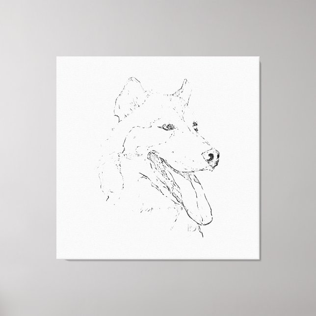Husky Ink Wall Art – Minimalist Dog Line Drawing (Front)
