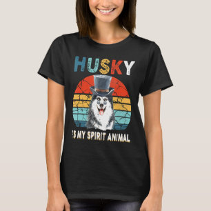 Husky Is My Spirit Animal Retro Vintage Siberian H T-Shirt