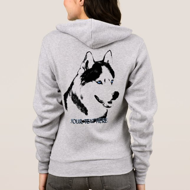 Husky Jacket Women's Sled Dog Personalised Jacket Hoodie (Back)