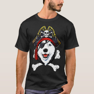 Husky Jolly Roger Flag Skull Crossbones T-Shirt