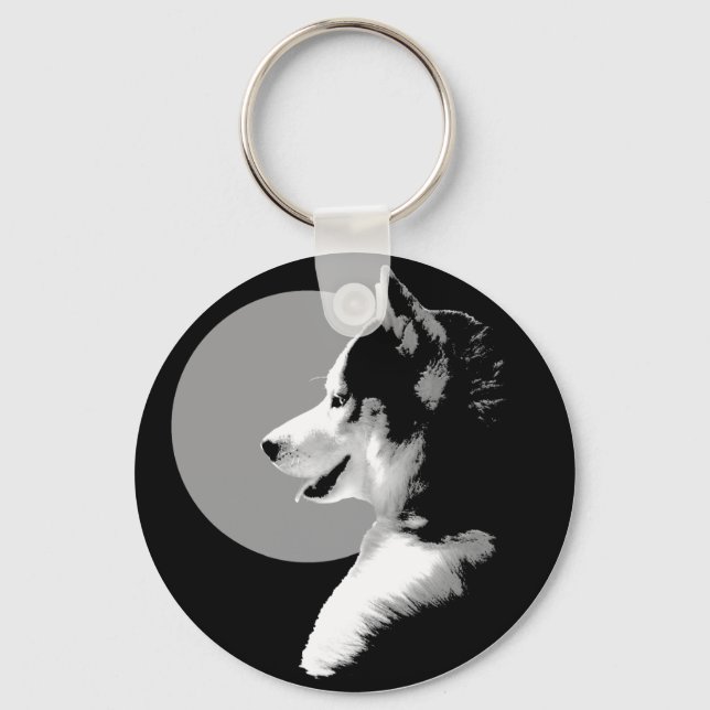 Husky Keychain Siberian Husky Malamute Dog Gifts (Front)