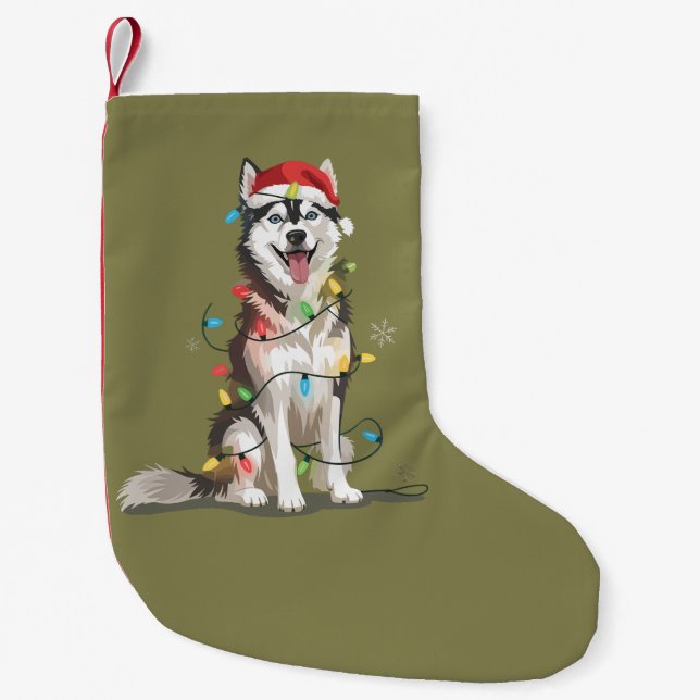 Husky Lover Christmas Siberian Xmas Dog Mum  Small Christmas Stocking (Front)