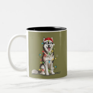 Husky Lover Christmas Siberian Xmas Dog Mum Two-Tone Coffee Mug