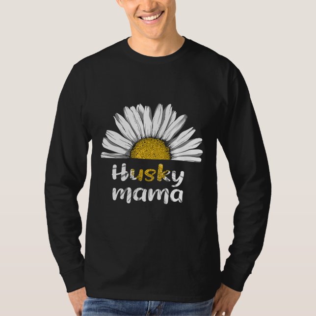 Husky Mama  White Flower T-Shirt (Front)