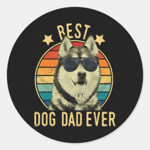 Husky   Mens Best Dog Dad Ever Siberian Husky Fars Classic Round Sticker