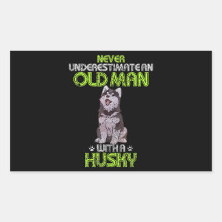 Husky |Mens Vintage Never Underestimate An Old Man Rectangular Sticker
