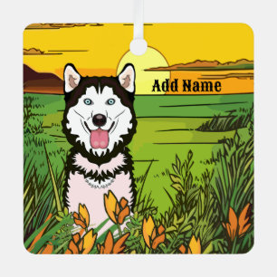Husky Metal Tree Decoration