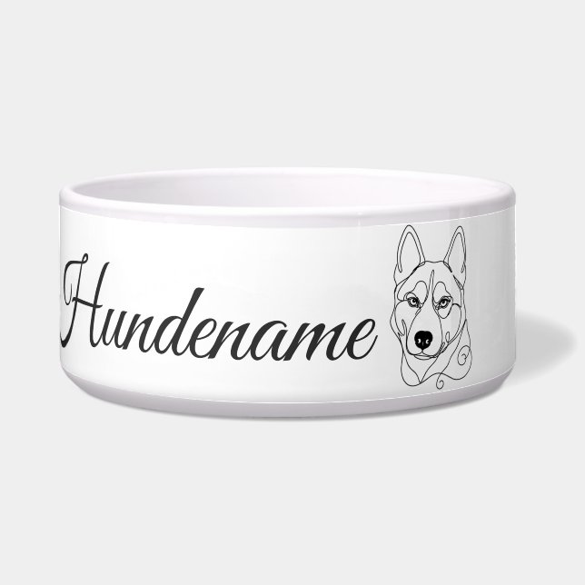 Husky Minimalist Line Art personalized bowl (Front)