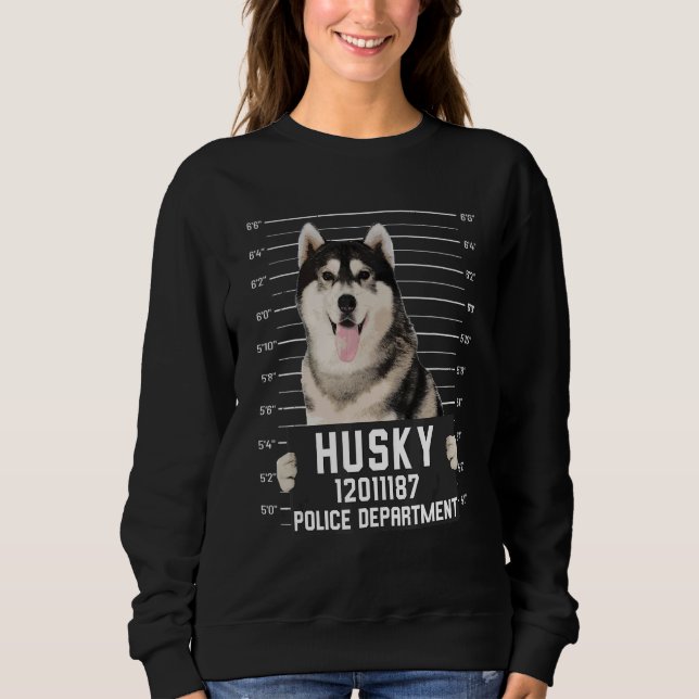Husky Mug Shot Criminal Dog Sweatshirt (Front)