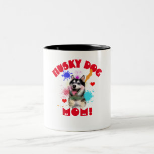 Husky Mum Dog Lover Best Dog Mum Ever Two-Tone Coffee Mug