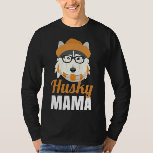 Husky Mum Dog Owner  Hat Glasses Scarf Mama T-Shirt