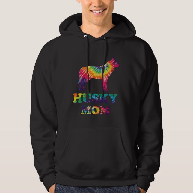 Husky Mum Funny Dog Mum Tie Dye Style Mother Day Hoodie (Front)