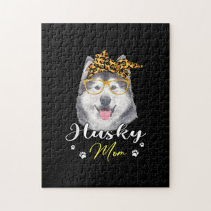 Husky Mum   Leopard Print Dog Lovers Gift Jigsaw Puzzle