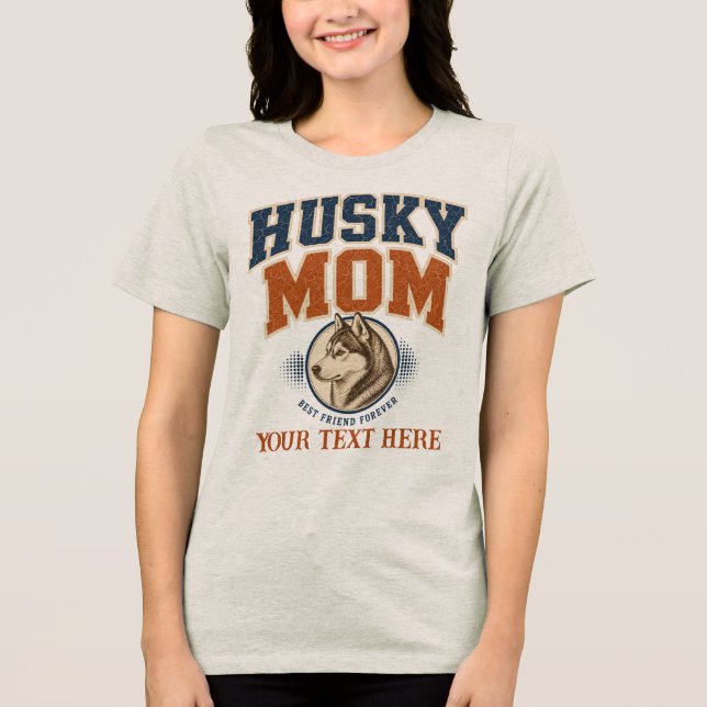 Husky Mum Varsity Personalised Tri-Blend Shirt (Front)