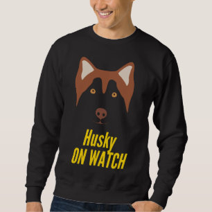 Husky On Watch Head Of Siberian Husky Sweatshirt