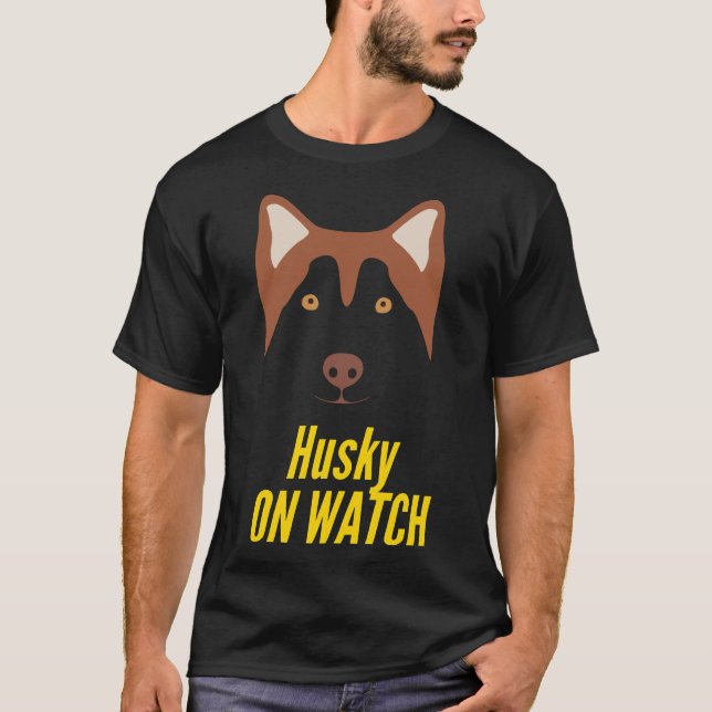 Husky On Watch Head Of Siberian Husky T-Shirt (Front)