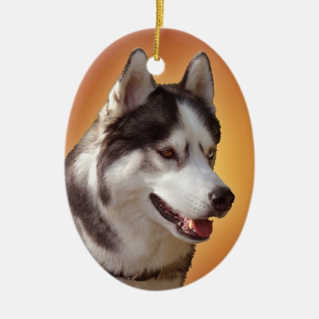 Husky Ornament Personalised Sled Dog Decoration (Front)