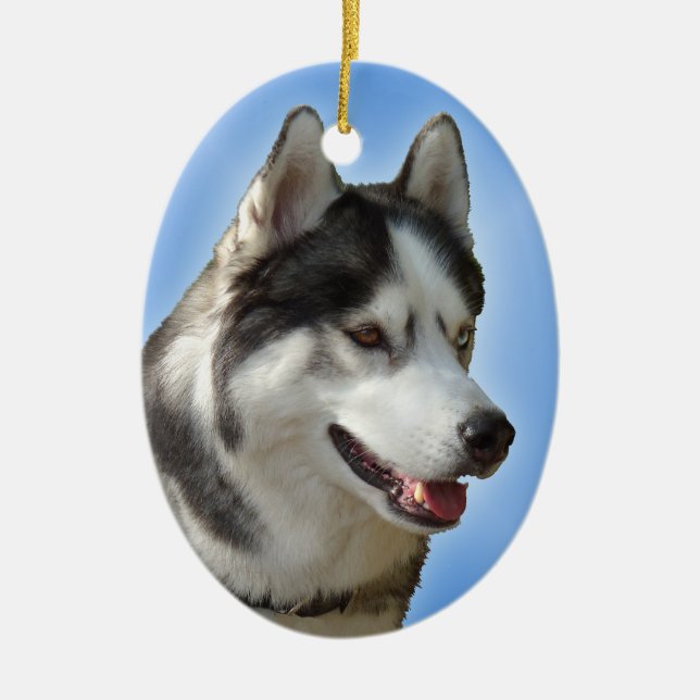 Husky Ornament Personalised Sled Dog Decoration (Front)